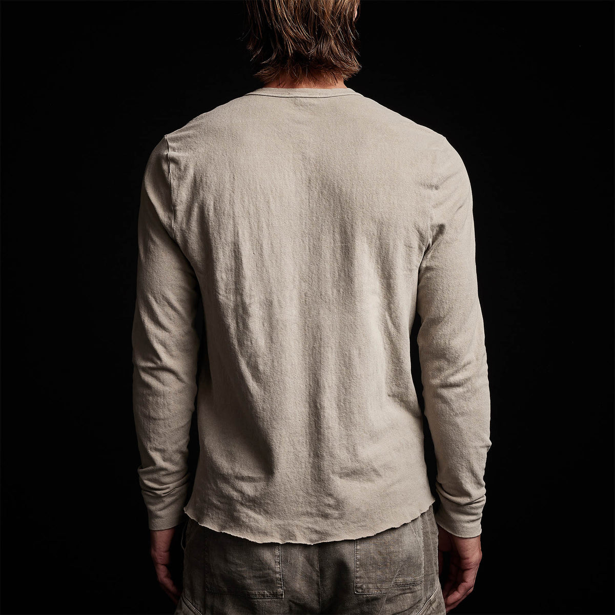 Recycled Brushed Jersey Henley in String Pigment | James Perse Los Angeles