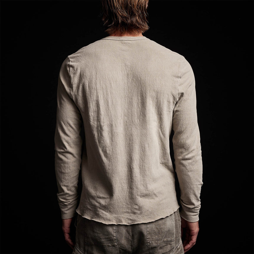 Recycled Brushed Jersey Henley in String Pigment | James Perse Los Angeles