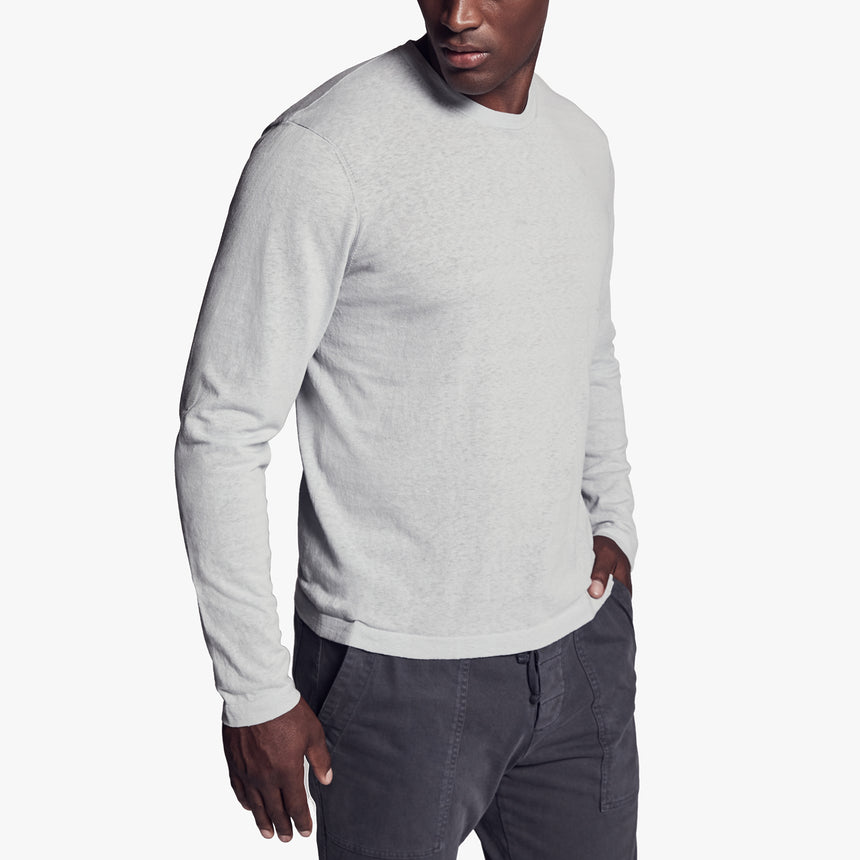 Recycled Cotton Crew Neck Sweater In Grey Glacier | James Perse Los Angeles