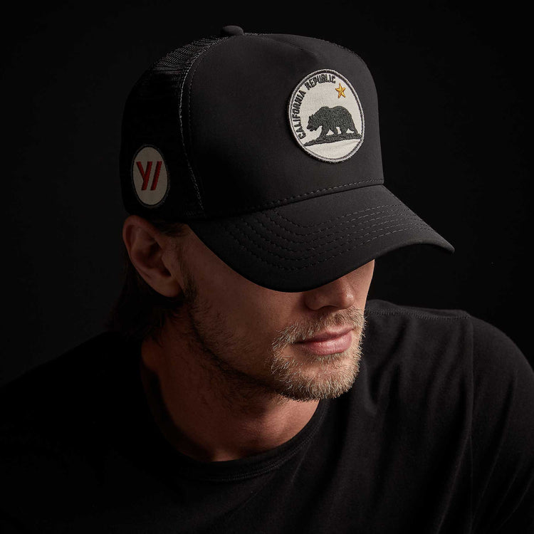 Bear Patch Trucker Hat in Black | James Perse Los Angeles