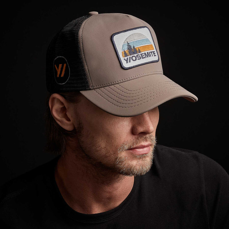 Y/OSEMITE Patch Trucker Hat in Greystone | James Perse Los Angeles