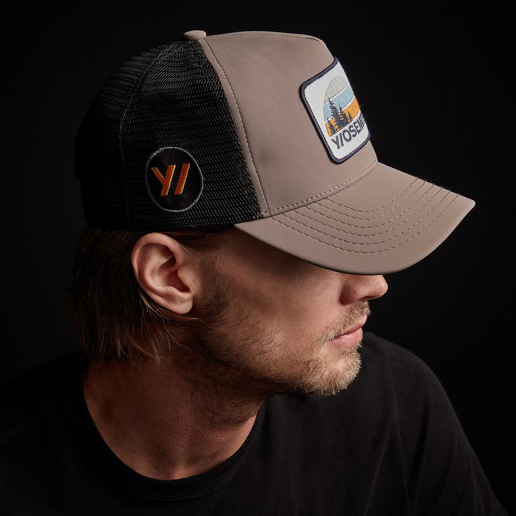 Y/OSEMITE Patch Trucker Hat in Greystone | James Perse Los Angeles