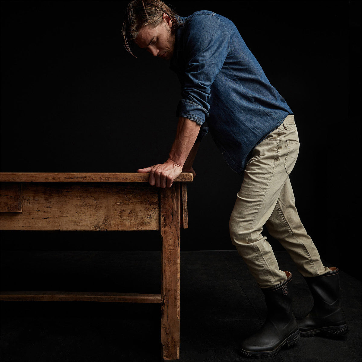 Slub Cotton Drill 5 Pocket Pan in Flax Pigment | James Perse Los Angeles