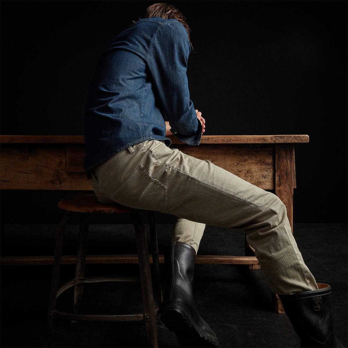 Slub Cotton Drill 5 Pocket Pan in Flax Pigment | James Perse Los Angeles