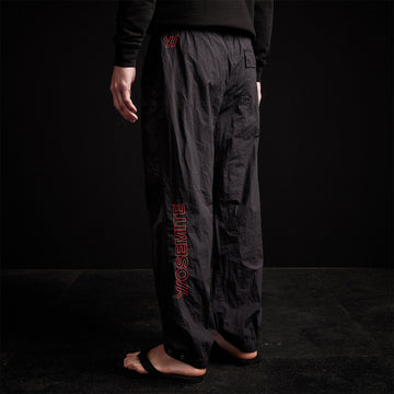 Y/ Embroidered Parachute Flight Pant - Black/Red