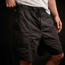 Mixed Media Stretch Poplin Short In Black | James Perse Los Angeles