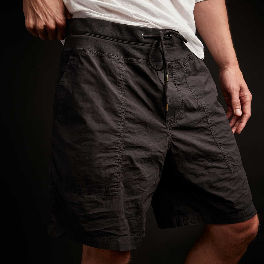 Mixed Media Stretch Poplin Short In Black | James Perse Los Angeles
