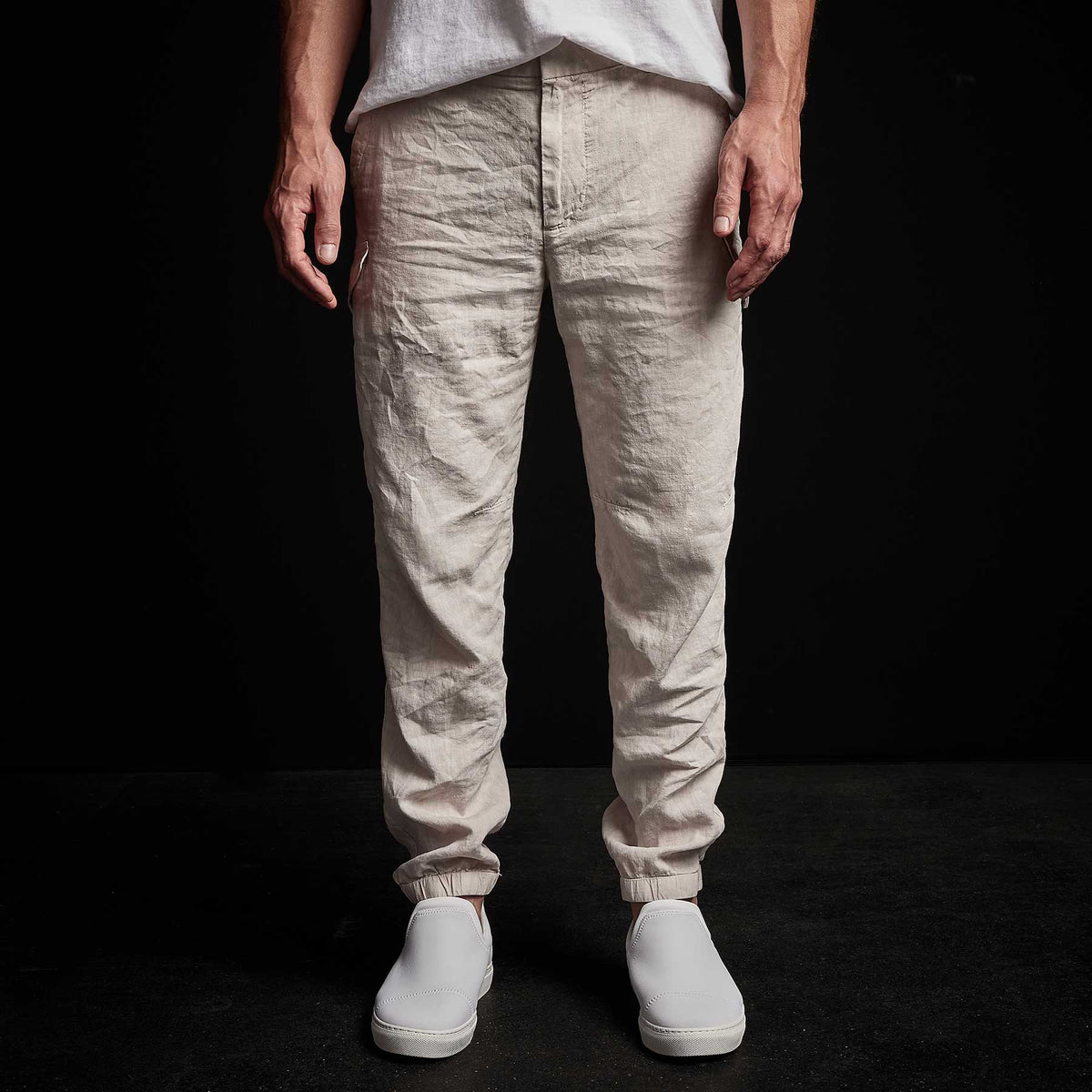 Slub Linen Cargo Pant in Salt Pigment | James Perse Los Angeles 