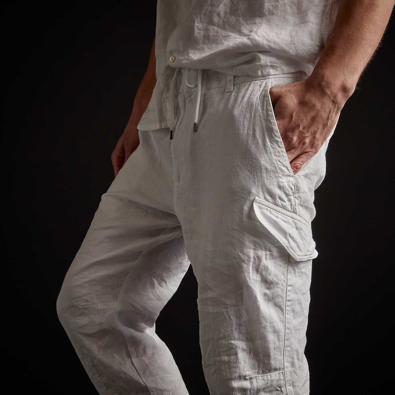Slub Linen Cargo Pant in White | James Perse Los Angeles