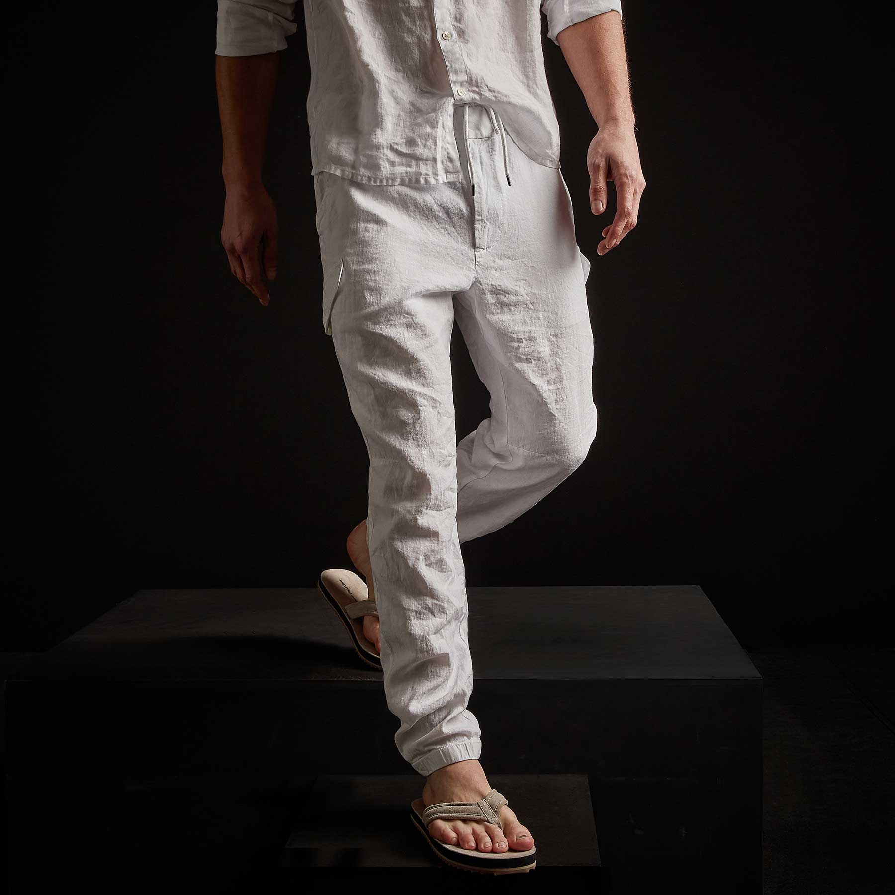 Slub Linen Cargo Pant in White | James Perse Los Angeles