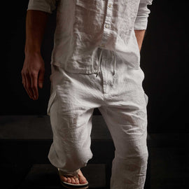 Slub Linen Cargo Pant in White | James Perse Los Angeles