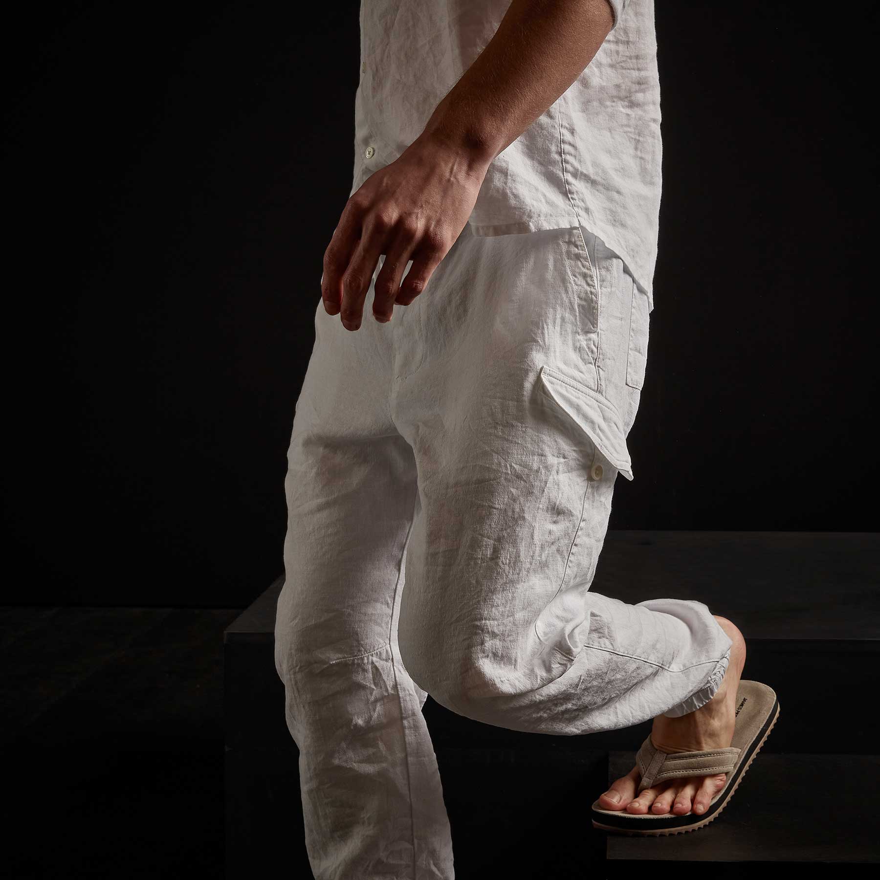 Slub Linen Cargo Pant in White | James Perse Los Angeles
