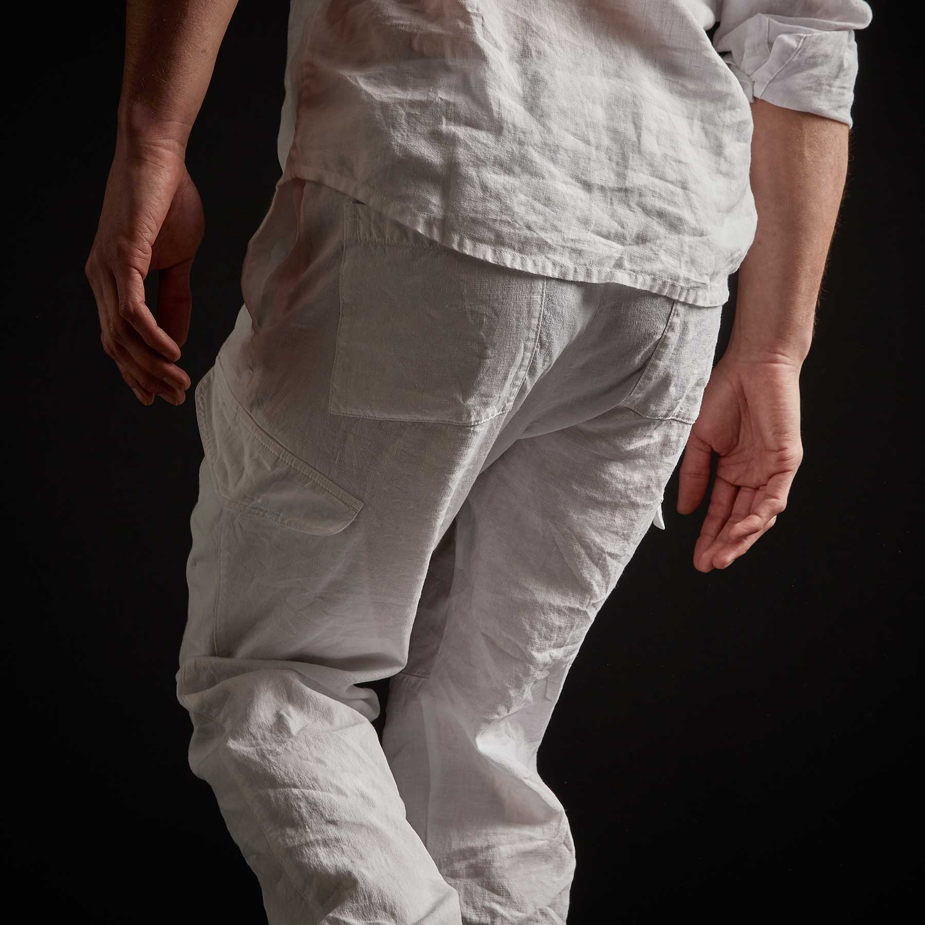 Slub Linen Cargo Pant in White | James Perse Los Angeles