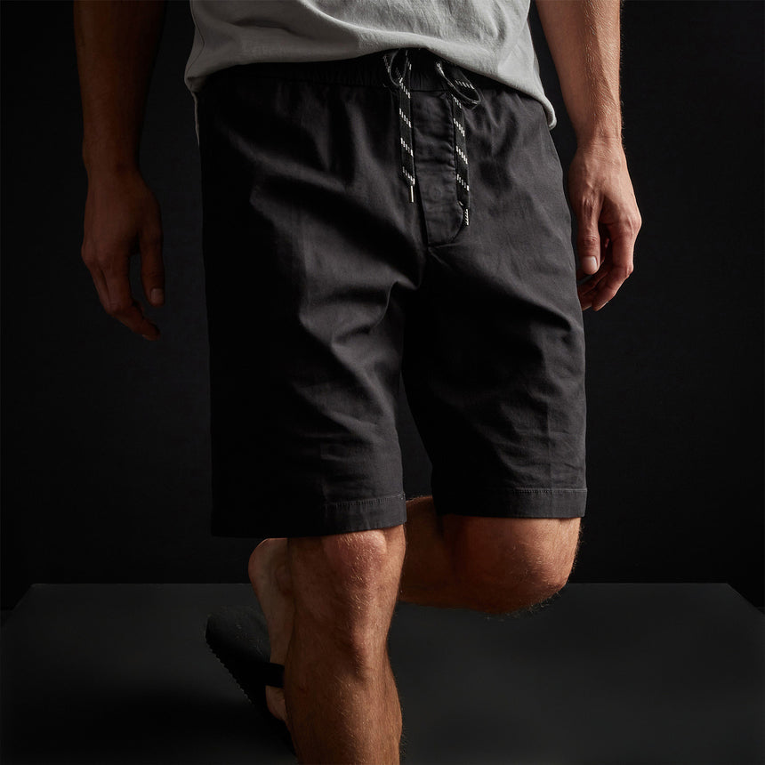 Stretch Canvas Work Short In Black | James Perse Los Angeles
