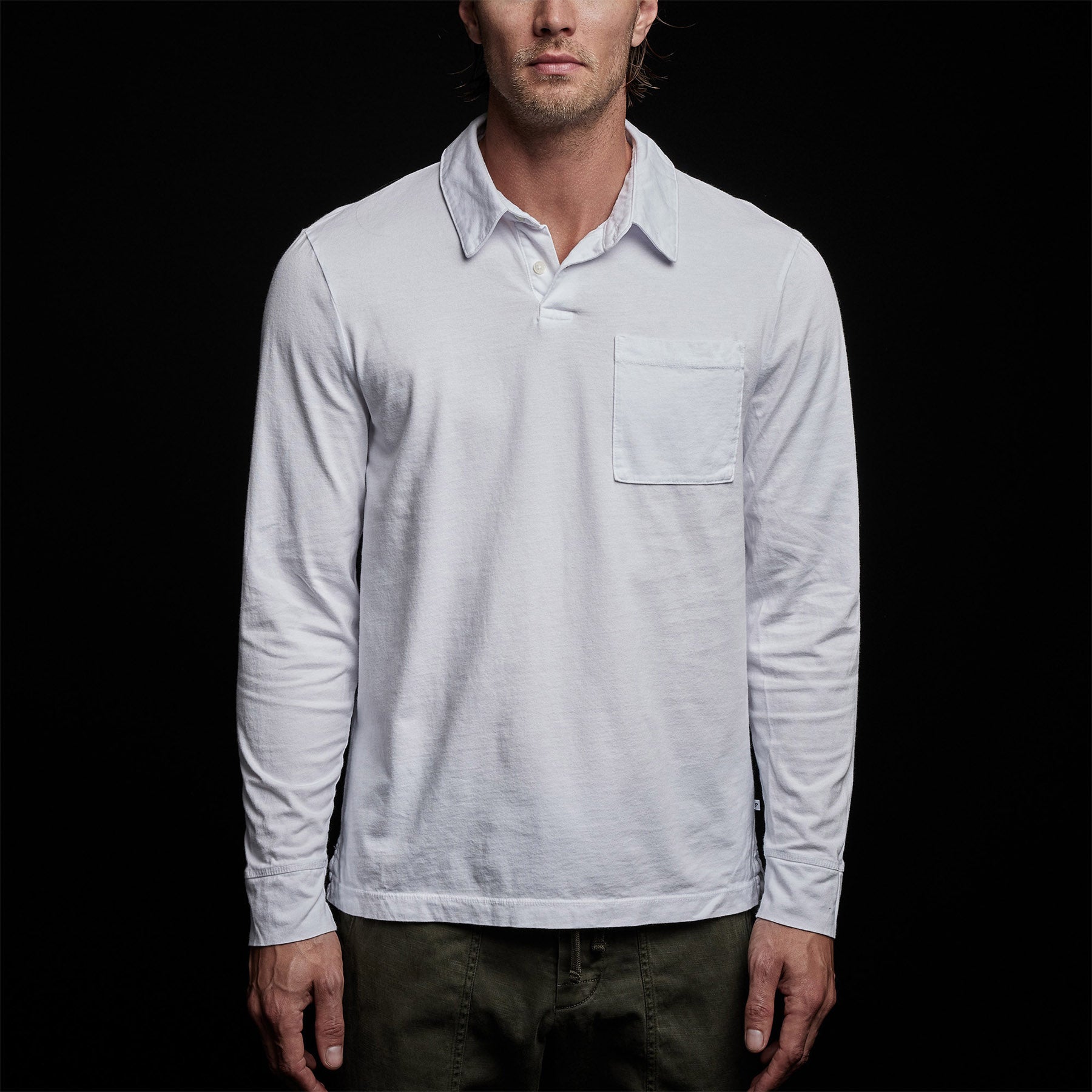 Sueded Jersey Rugby Polo in White | James Perse Los Angeles