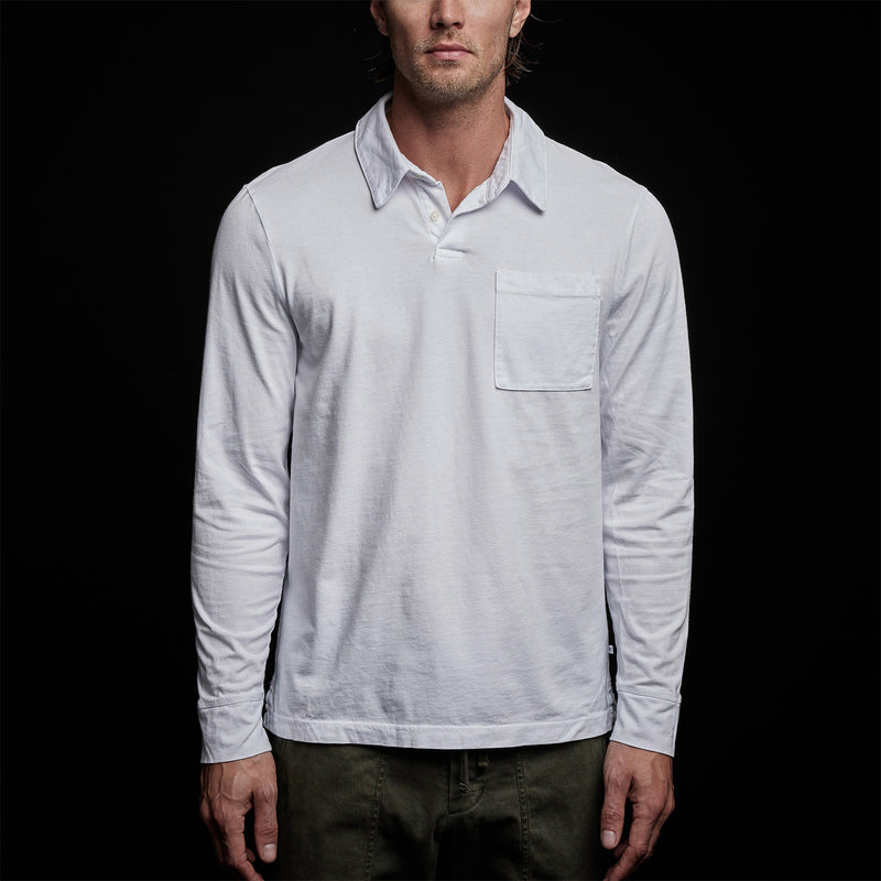 Sueded Jersey Rugby Polo in White | James Perse Los Angeles