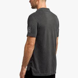 Sueded Jersey Mountain Graphic Polo In Carbon Pigment | James Perse Los Angeles