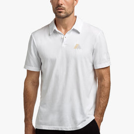 Sueded Jersey Mountain Graphic Polo In White | James Perse Los Angeles