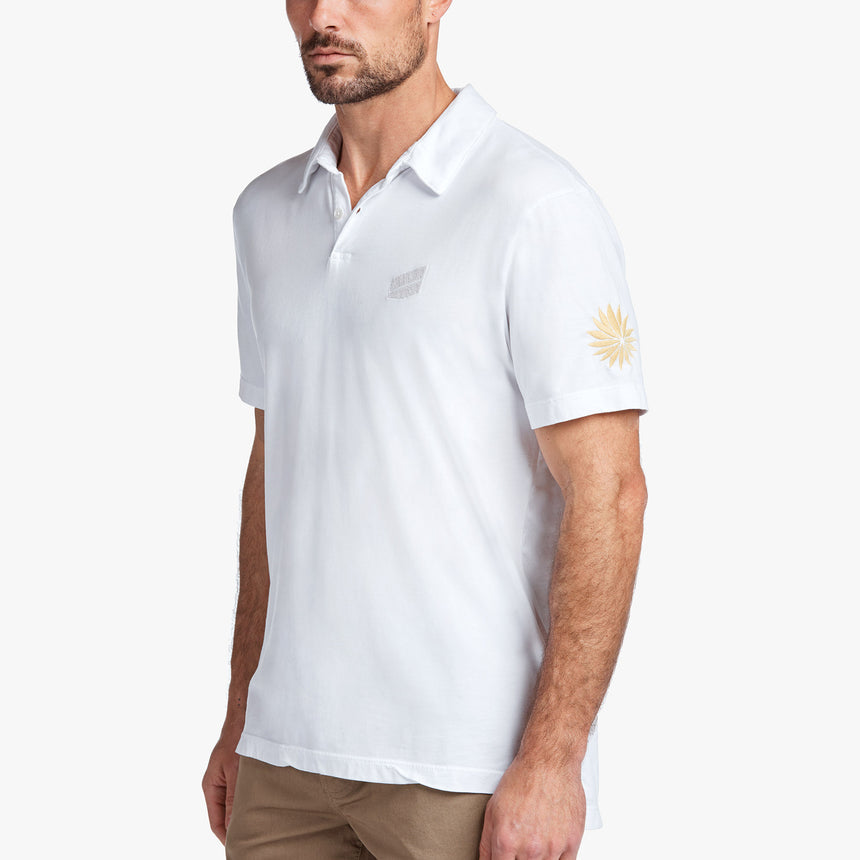 Sueded Jersey Bar Graphic Polo In White | James Perse Los Angeles