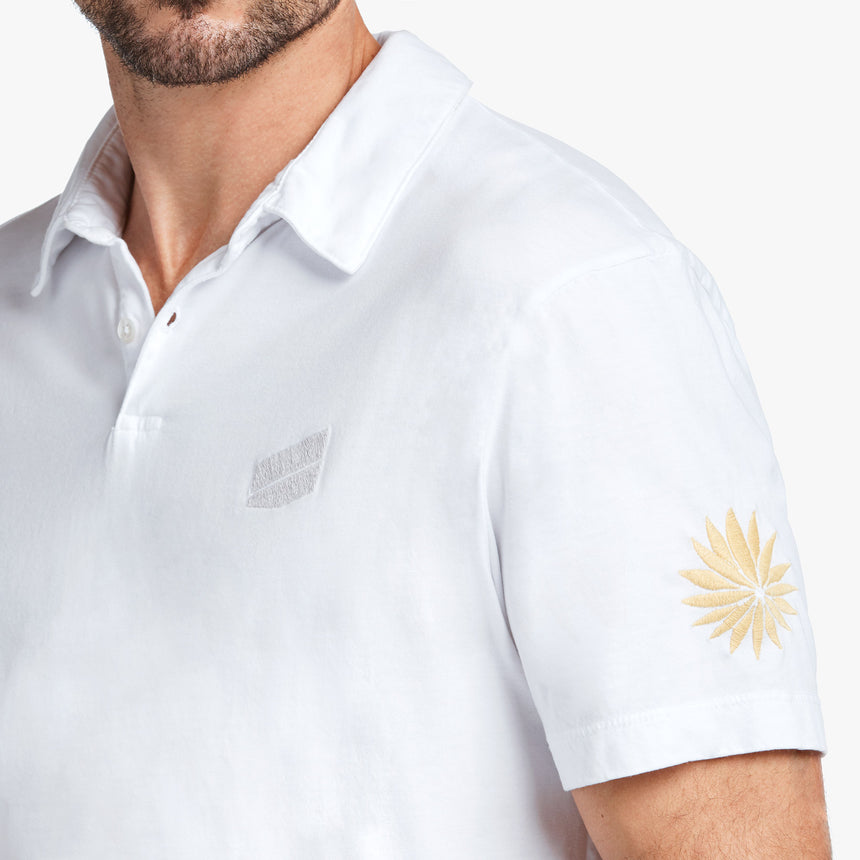 Sueded Jersey Bar Graphic Polo In White | James Perse Los Angeles