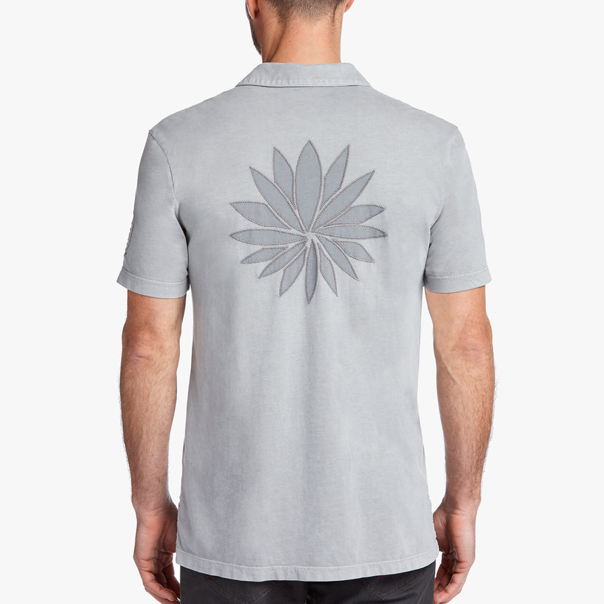 Sueded Jersey Lotus Graphic Polo In Paver Pigment | James Perse Los Angeles