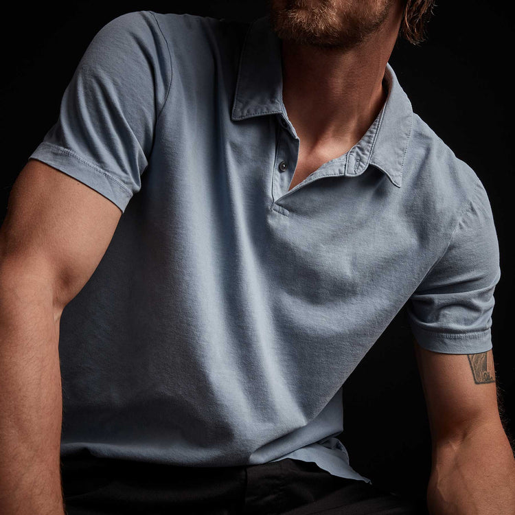 Sueded Jersey Polo - Bluestone Pigment | James Perse Los Angeles