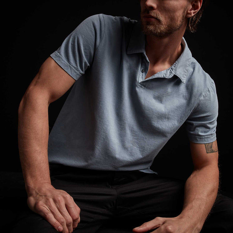 Sueded Jersey Polo - Bluestone Pigment | James Perse Los Angeles