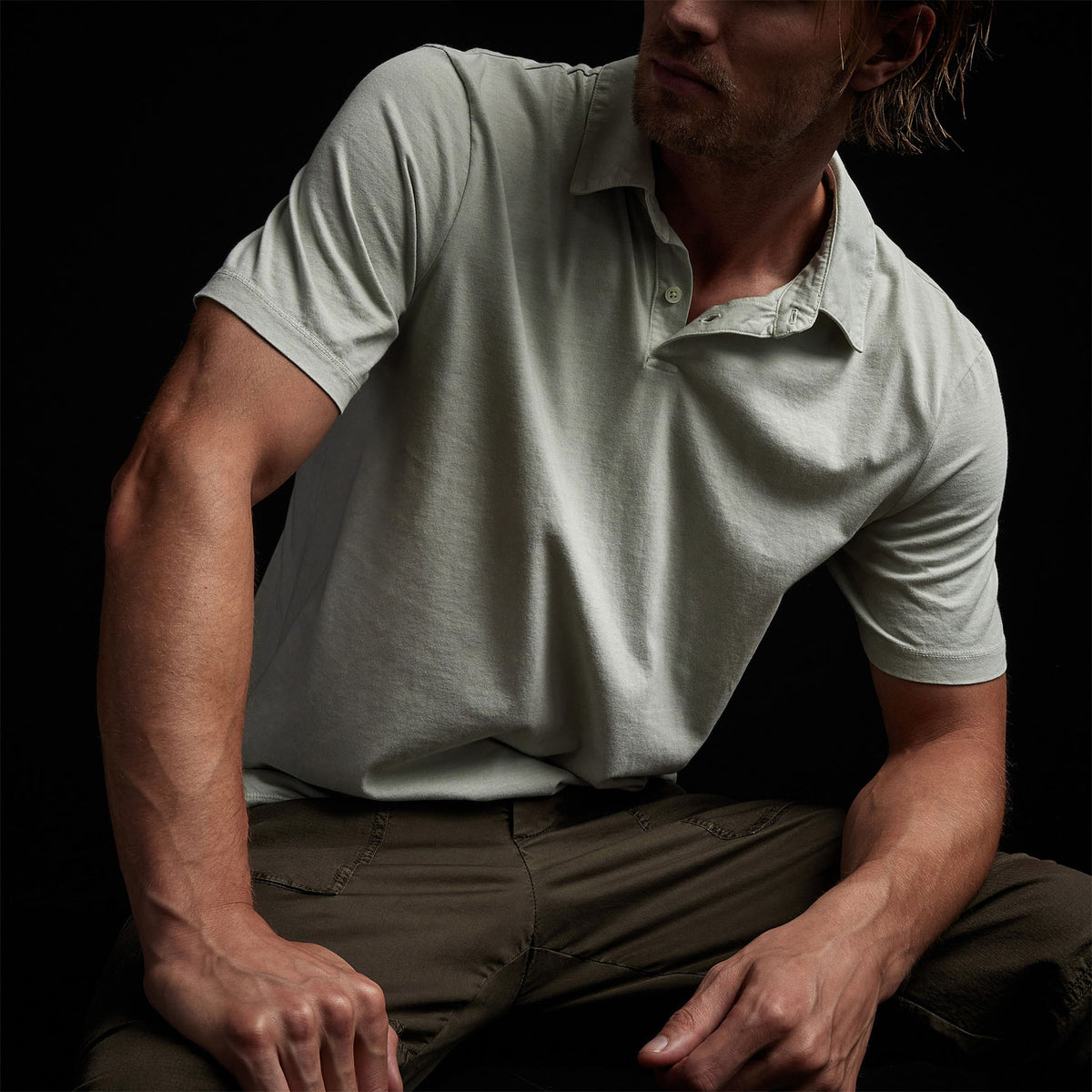 Sueded Jersey Polo in Celery Pigment | James Perse Los Angeles