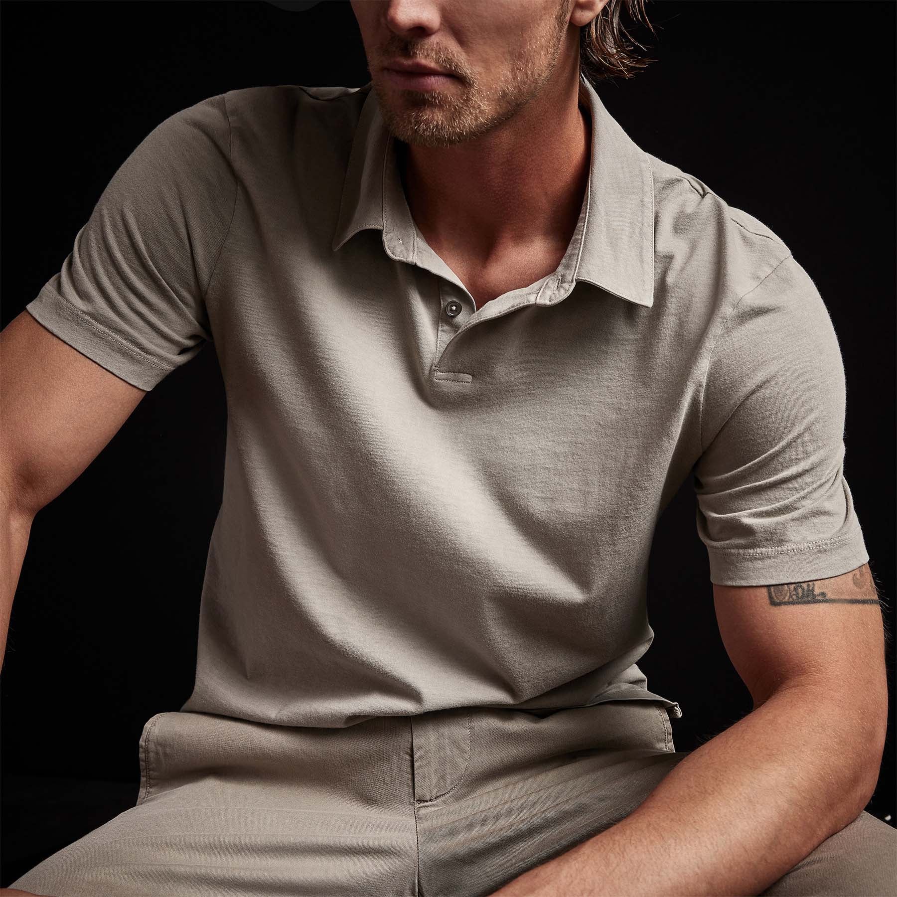 Sueded Jersey Polo - Silt Pigment | James Perse Los Angeles