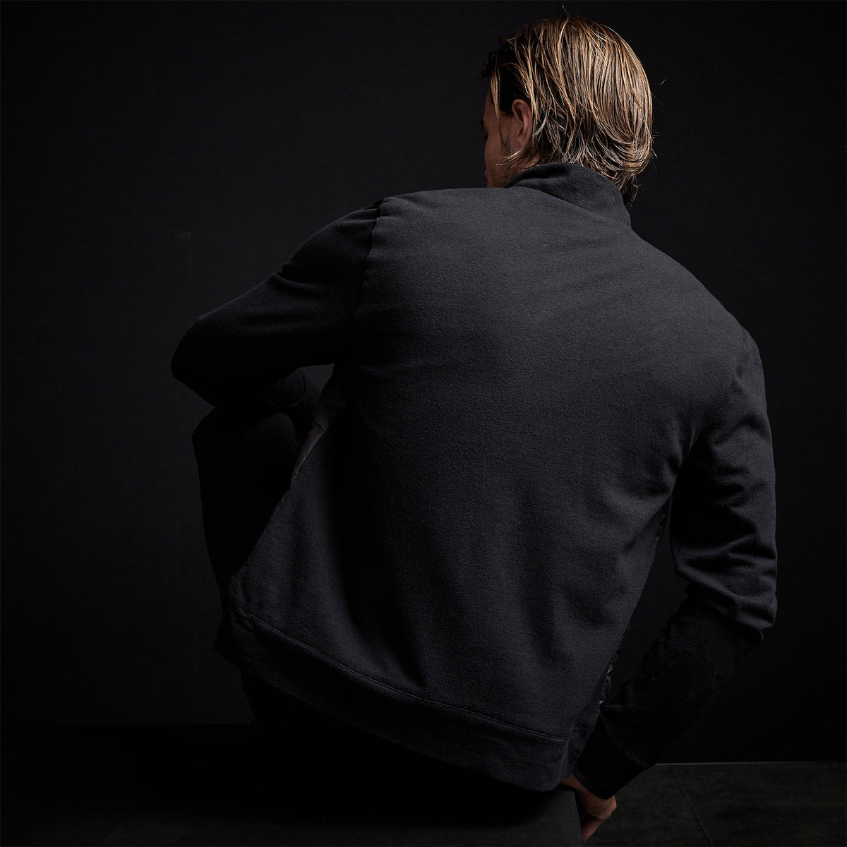 Full Zip Funnel Neck Jacket in Black | James Perse Los Angeles