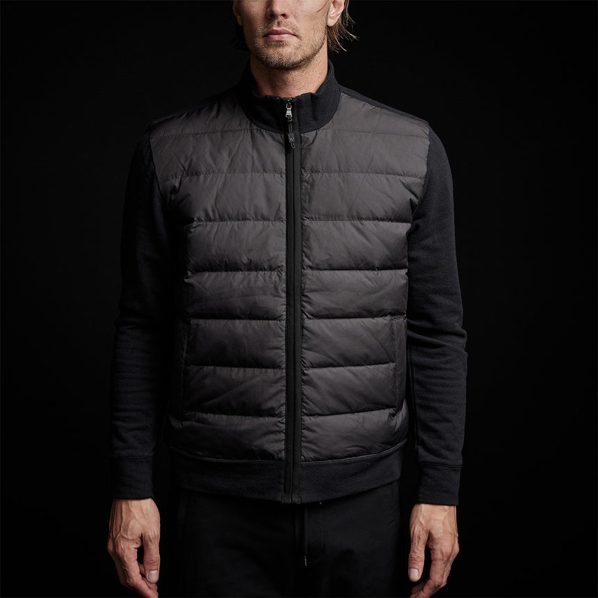 Full Zip Funnel Neck Jacket in Black | James Perse Los Angeles