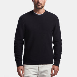 Cotton Cashmere Thermal Pullover In Black | James Perse Los Angeles