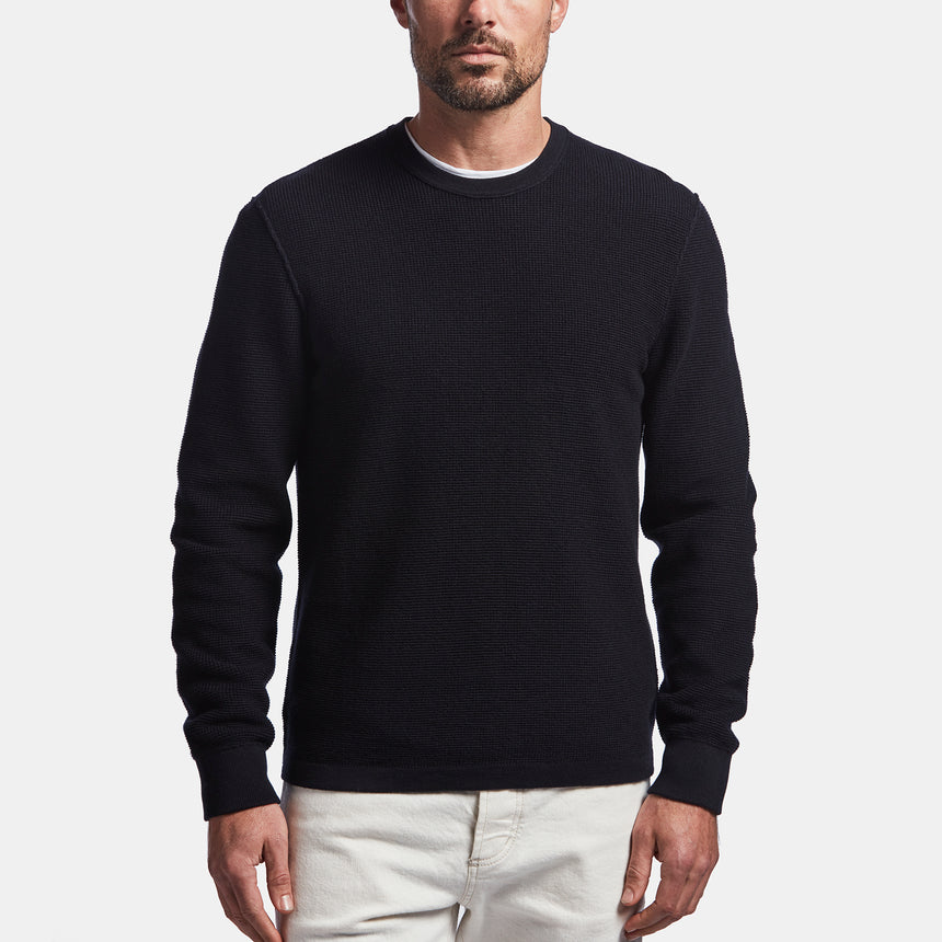 Cotton Cashmere Thermal Pullover In Black | James Perse Los Angeles