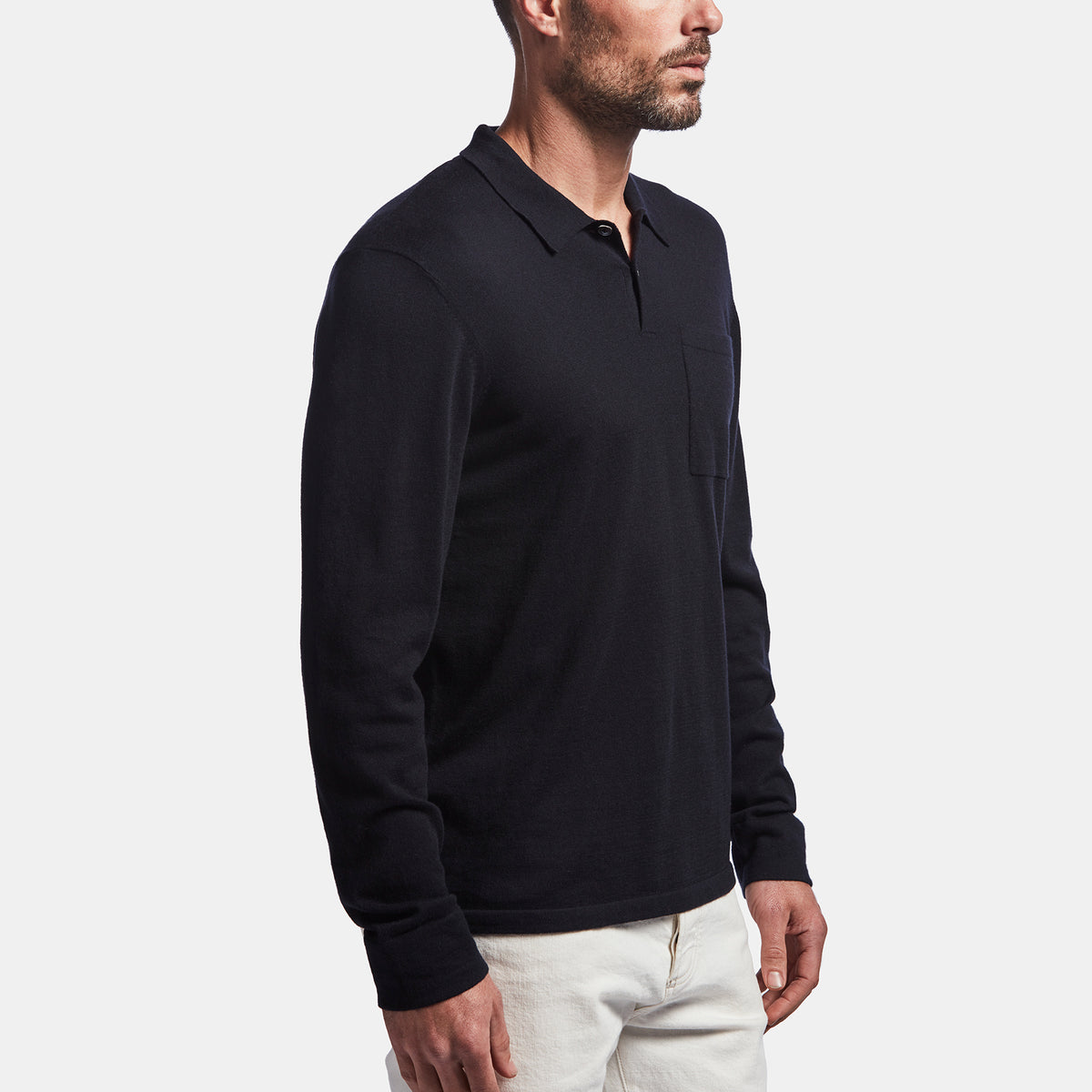 Cotton Cashmere Polo In Black | James Perse Los Angeles