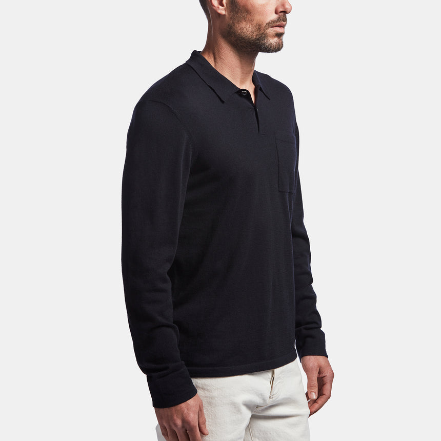 Cotton Cashmere Polo In Black | James Perse Los Angeles