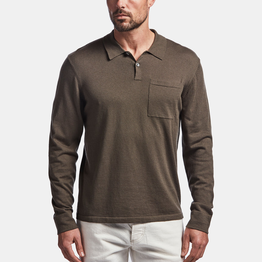 Cotton Cashmere Polo In Drab | James Perse Los Angeles