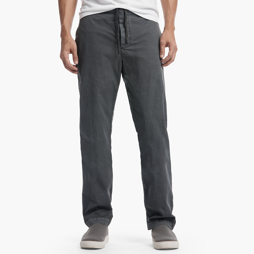 Slim Stretch Poplin Drawstring Pant in Pipe | James Perse Los Angeles