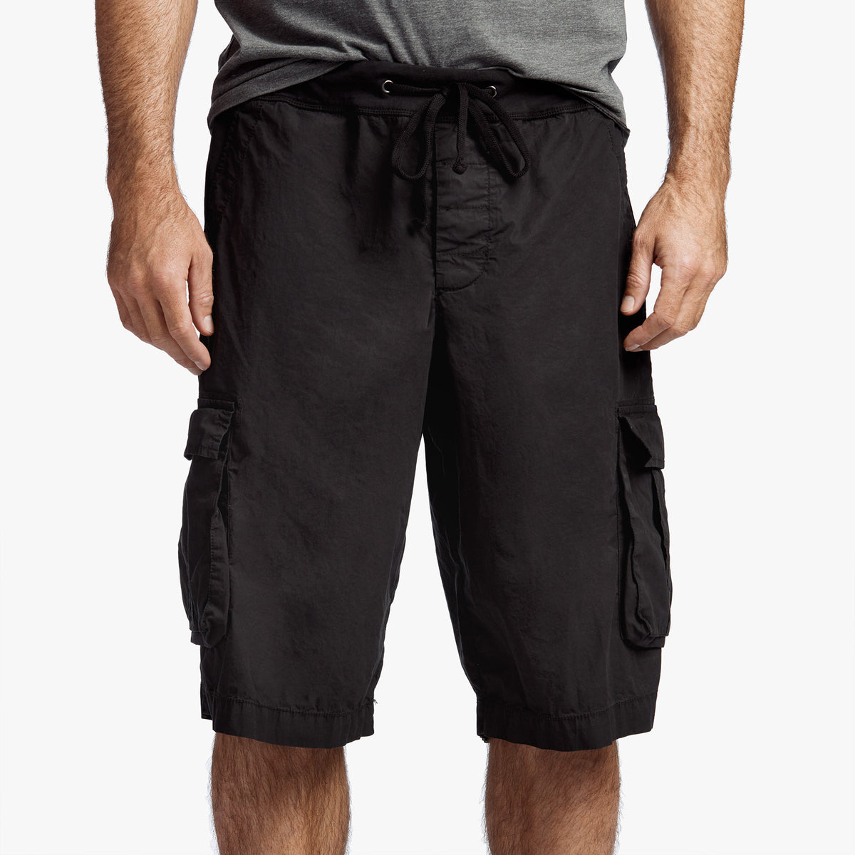 Stretch Poplin Cargo Short - Black | James Perse Los Angeles
