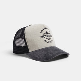 Y/OSEMITE Preservation Trucker Hat In Stone/Raccoon Grey | James Perse Los Angeles