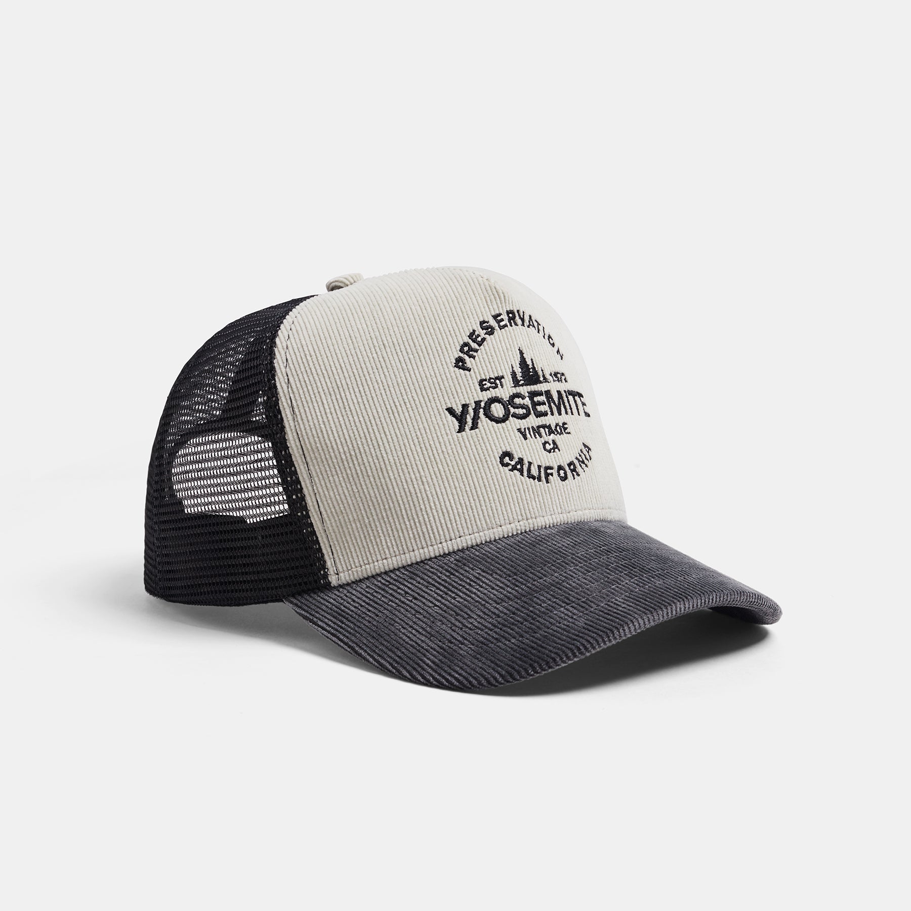 Y/OSEMITE Preservation Trucker Hat - Stone/Raccoon Grey | James