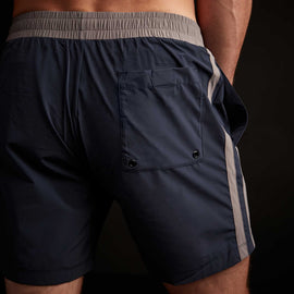Y/OSEMITE Double Stripe Boardshort  In True Navy/Dusk | James Perse Los Angeles