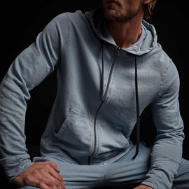 Vintage French Terry Zip Up Hoody - Bluestone Pigment | James Perse Los Angeles