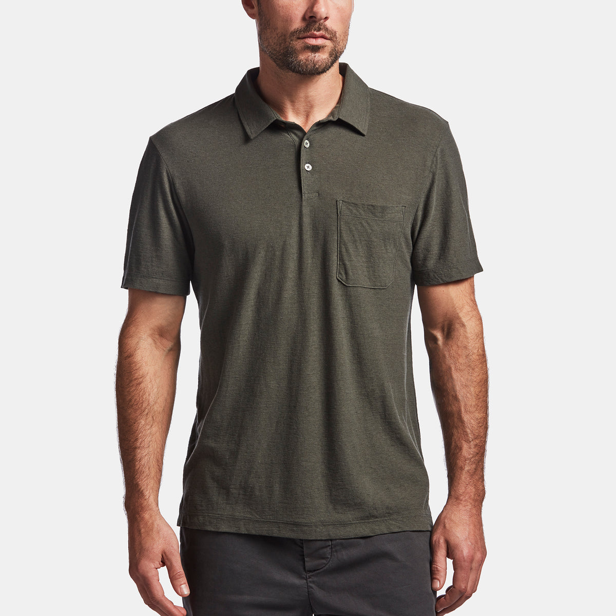 Cotton Linen Jersey Pocket Polo In Marsh | James Perse Los Angeles
