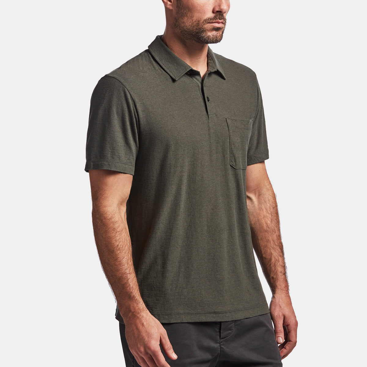 Cotton Linen Jersey Pocket Polo In Marsh | James Perse Los Angeles