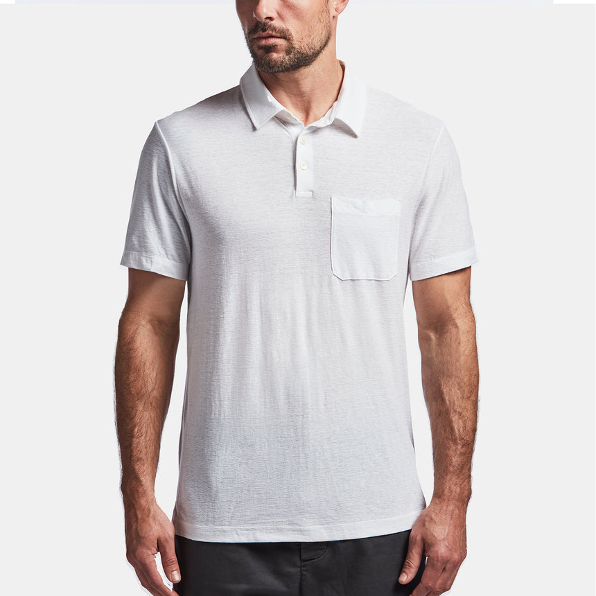 Cotton Linen Jersey Pocket Polo In White | James Perse Los Angeles