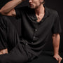 Linen Blend Knit Shirt - Black | James Perse Los Angeles
