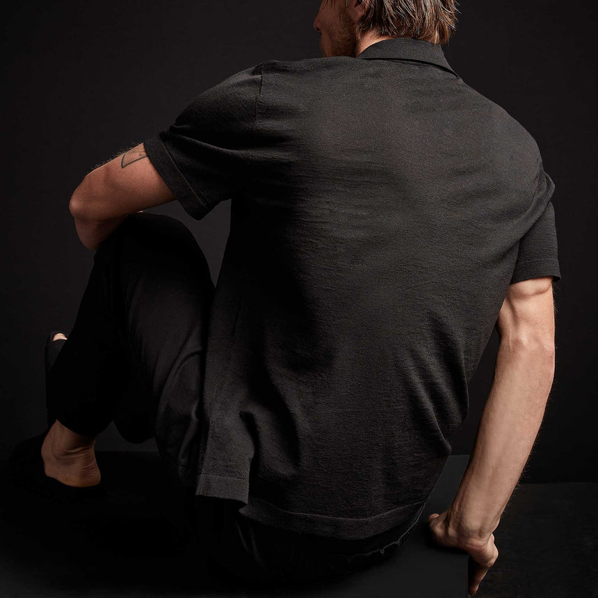 Linen Blend Knit Shirt - Black | James Perse Los Angeles