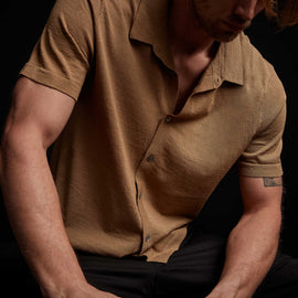 Linen Blend Knit Shirt - Bronze | James Perse Los Angeles