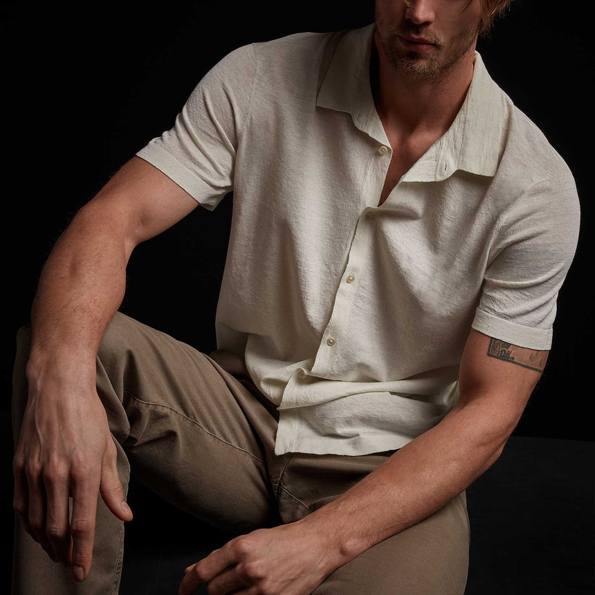 Linen Blend Knit Shirt - Celadon | James Perse Los Angeles