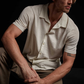 Linen Blend Knit Shirt - Celadon | James Perse Los Angeles
